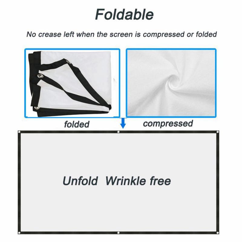 Складной 16:9 тканевый экран для проектора, высокая яркость, светоотражающий экран для проектора, тканевый экран для дома, улицы и офиса