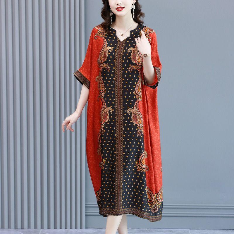 Народное платье макси с принтом пейсли, сшитое вставками, женское повседневное с V-образным вырезом, летнее, с коротким рукавом, винтажное, А-силуэта, свободное