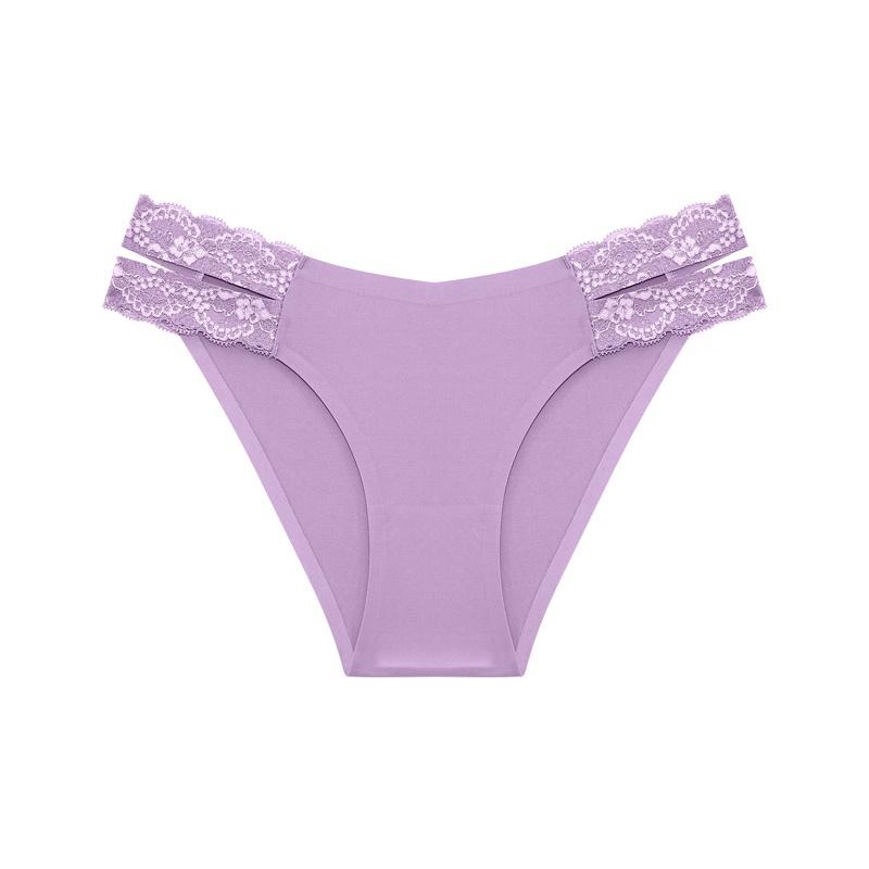 Sexy Panty for Woman Breathtable Lace Decoration Seamless Comfortable Solid Color Low-Waist Underwear