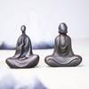 Chinese Retro Faceless Buddha Statue Mini Buddha Figure Home Living Room Office Table Zen Meditation Ornament Garden Decoration