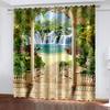 3D Nature Landscape Blue Sand Beach Sea Palm Leaves Shading Polyester Window Curtains for Bedroom Living Room Home Decor Hook