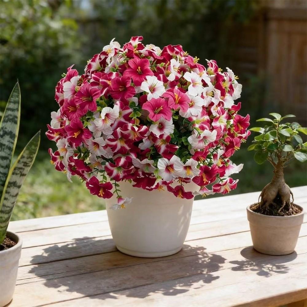 UV Resistant Artificial Morning Glory Handmade Realistic Silk Morning Glory Flowers Plastic Faux Plant Wedding Party