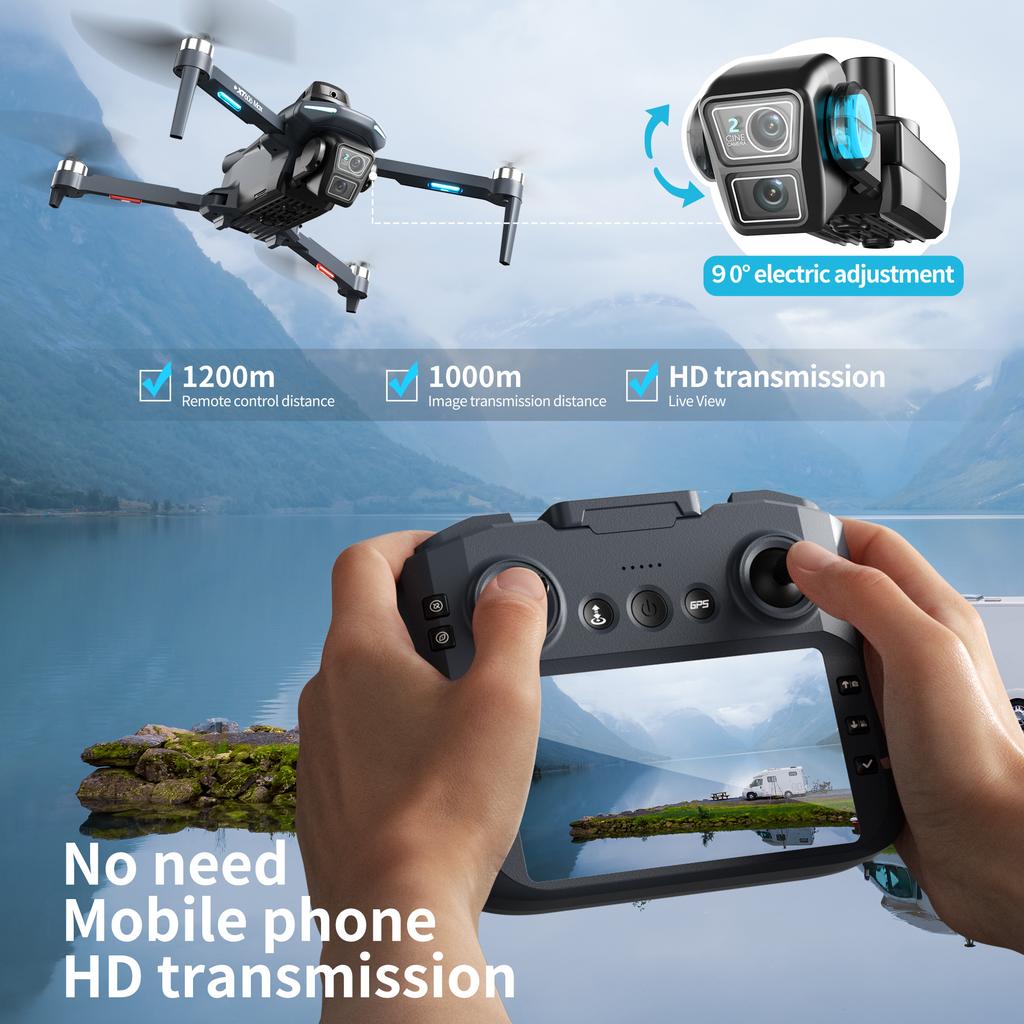 XT606 Drone 4K Professinal With HD Camera Dual lens Quadcopter RC Helicopter FPV Obstacle Avoidance  Brushless motor UAV Toys