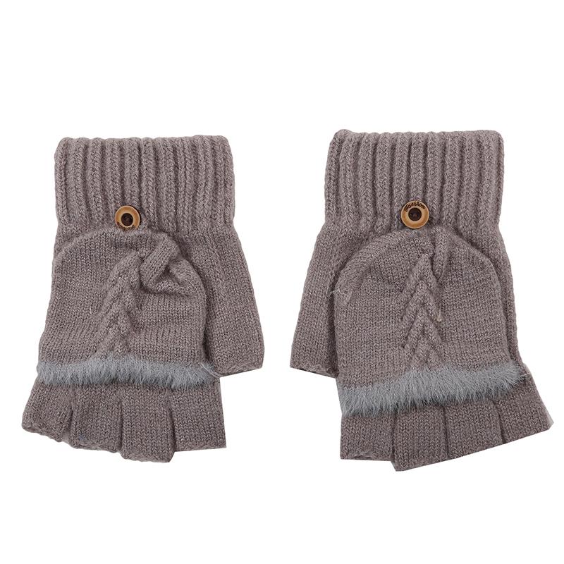 Fingers Free Wool Gloves Women Knitted Flip Fingerless Exposed Finger Gloves Mittens Winter Warm Thickening Female Mitts