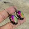 Радужный солнечный кварц друзы серьги гальванопластика медные серьги драгоценный камень серьги ручной работы очень красивые гальванопластика ювелирные изделия подарки для мамы
