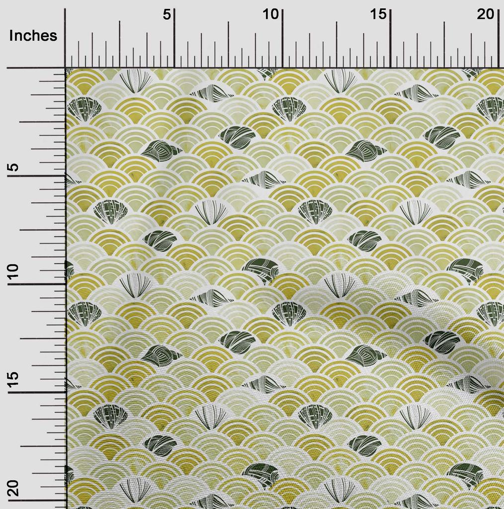 oneOone Cotton Flex Lime Green Fabric Sea Shells Ocean Sewing Craft Projects Fabric Prints By Yard 40 Inch