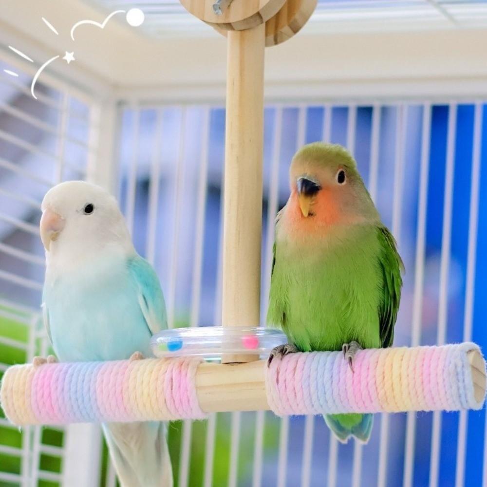 Bite Resistant Wood Parrot Swing Wear-resistant Bird Cage Decoration for Parrots Parakeets