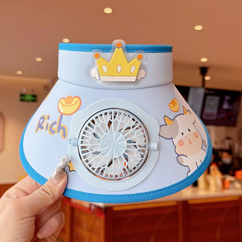 Солнечная шляпа-вентилятор Детская шляпа от солнца Мальчики и девочки Летняя УФ Шляпа-цилиндр с небом Детская шляпа от солнца