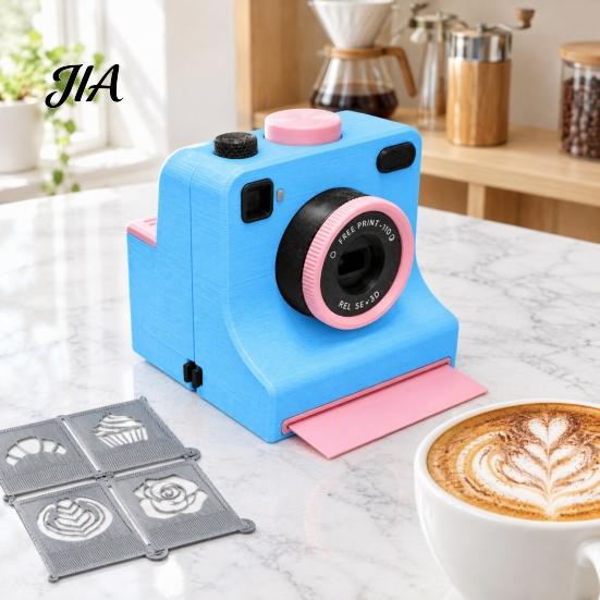 Kitchen Gadget for Latte Art 3D Printed Coffee Printer, Manual One-Click Powder Stencil Maker with DIY Drink Decorator Interchangeable Template Cards