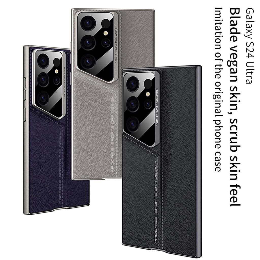 Защитный чехол-книжка из кожи с лезвием для Samsung S24 Ultra/S23 Ultra