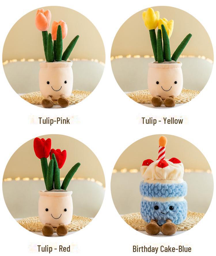Creative Home Decor: Simulated Plants, Tulips, Succulents, Plush Dolls, Potted Flowers, Ornaments