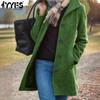 Women's Vintage Fashion Casual Fall Winter Solid Color Print Long Sleeve POLO Neck Coats
