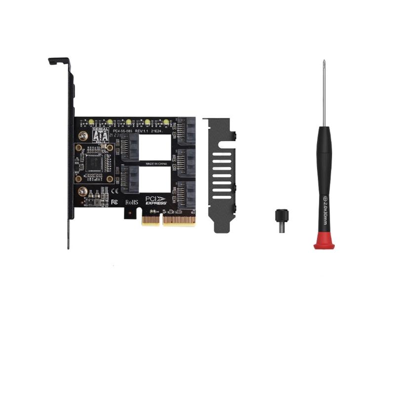 PCI-E 4X to  3.0 pansion Card 5 Full Speed Ports 6Gbps Transfer pansion Hard Drive for Win7 / 8/10 / Linux