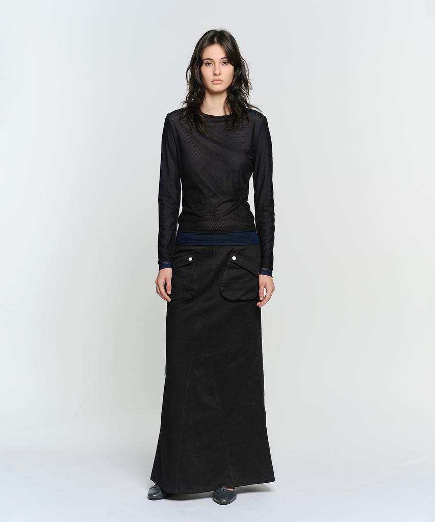 SUNBURNPROJECT Mesh Layered Long Sleeve Top, Black