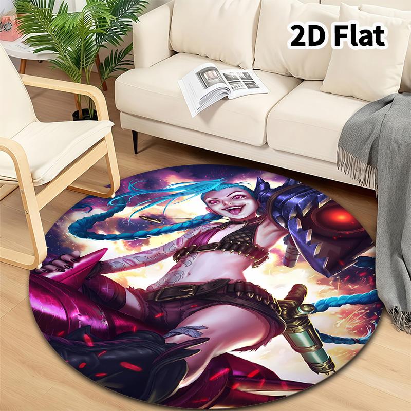 Jinx Round Area Rug Carpet Rug For Living Room Bedroom Sofa Playroom Decor Nonslip Floor Mat