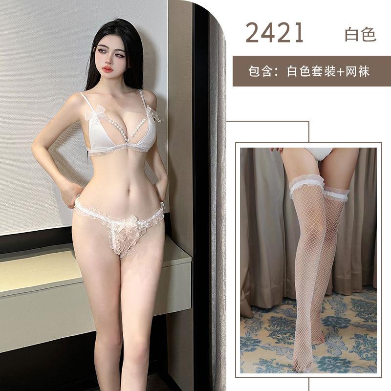 Сексуальное нижнее белье Трехточечный бюстгальтер Сексуальная чистая одежда для секса Горячий жемчужный шарм Сексуальное нижнее белье Ночной клуб