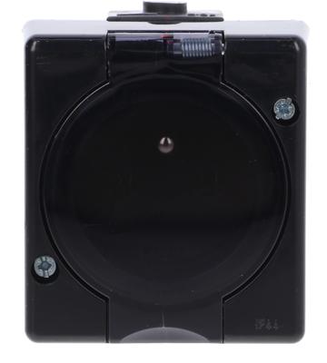 Senior Single Socket With Grounding 2P+Z (Smoke Flap) Black 12Ghs-1D