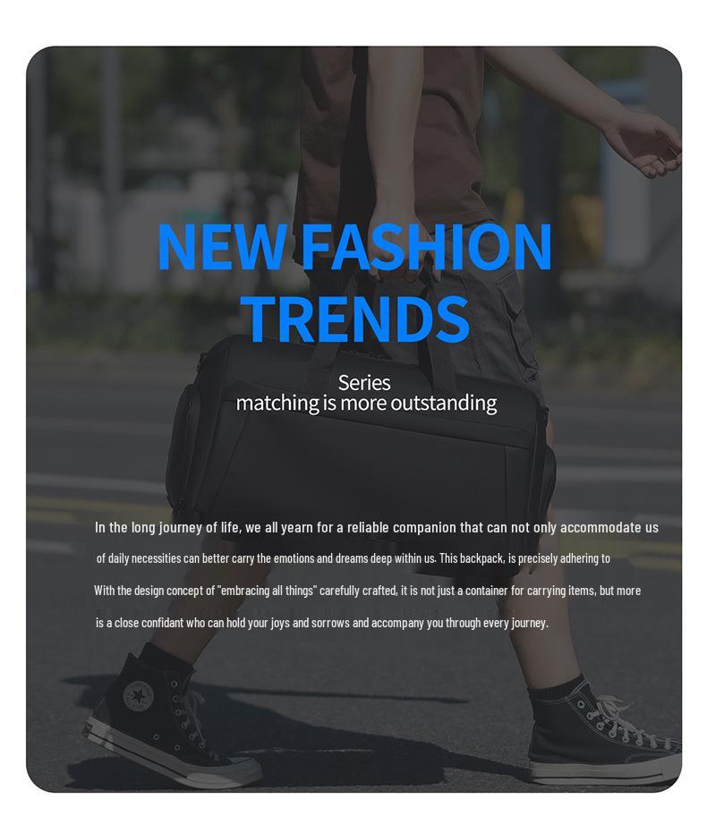 Compact Gym Duffel Bag with Shoe Compartment, Large-Capacity Travel Bag, Trolley-Attachable Sports Handbag