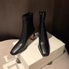 Square Toe Women Ankle Boots Elegant High Heels Leather Shoes Woman Winter 2025 Trend Party Office Shoes Fad Chunky Botas Mujer