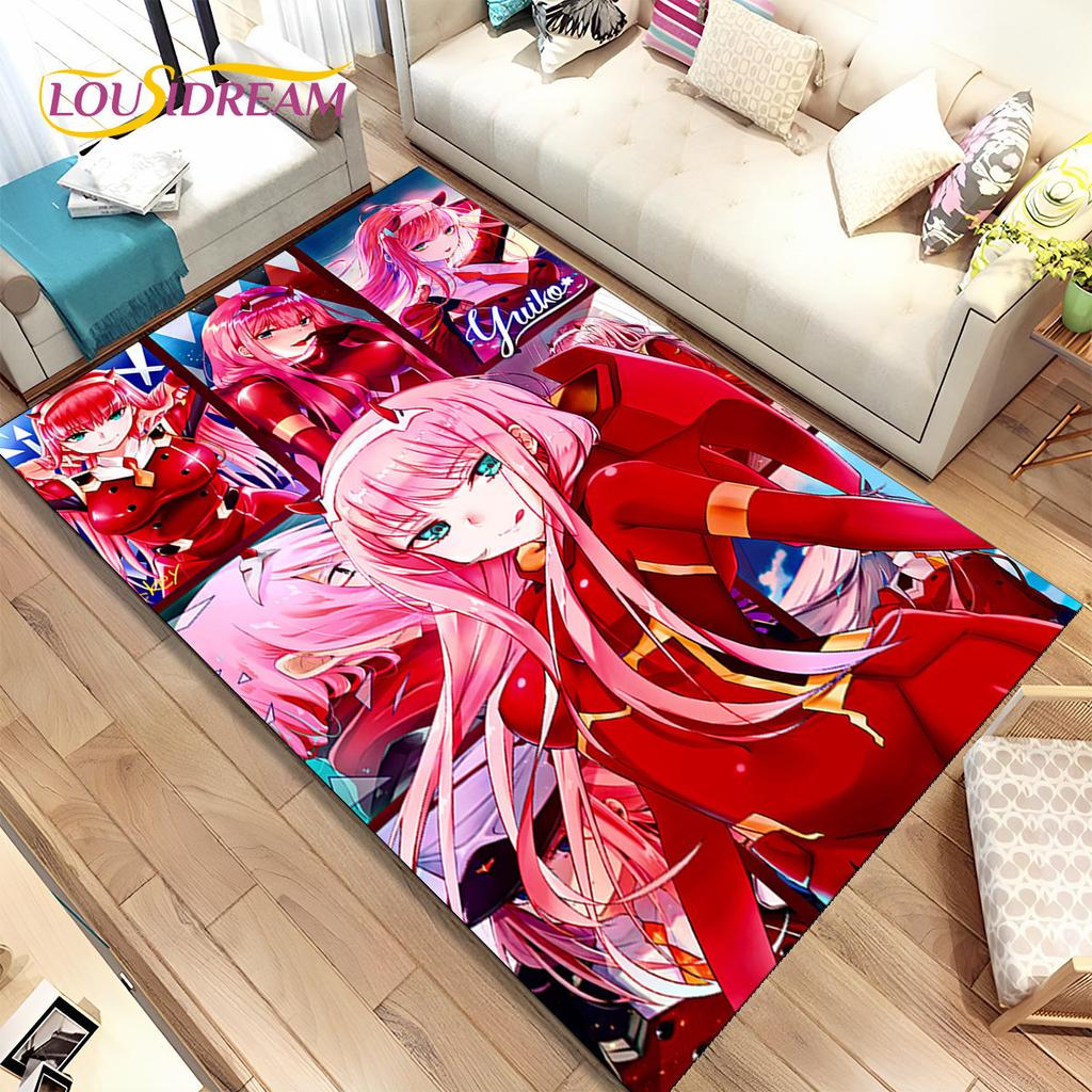Аниме Zero Two DARLING In The FRANXX Коврик, Коврик для гостиной, спальни, дивана, коврик для двери, детский нескользящий напольный коврик