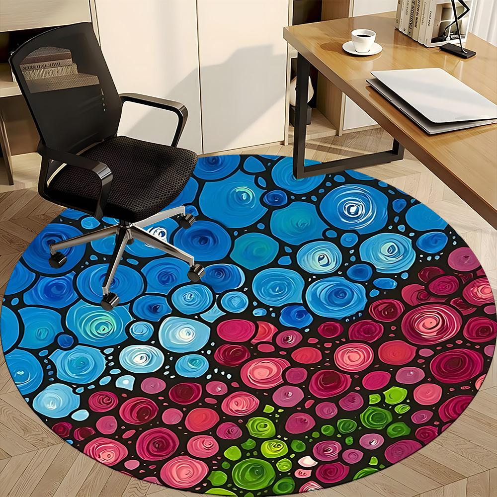1pc Abstract Circles Office Round Area Rug, Indoor Mat Suitable ForOffice, Under Office Chairs Bedroom Living Room Home Decor, Room Deco T191