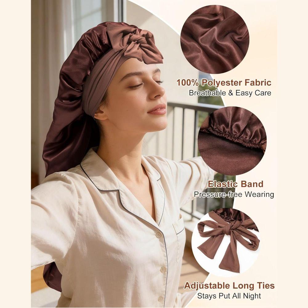 Hair Protection Satin Bonnet Curly Hair Braid Bonnet Extra Long Sleeping Cap Women