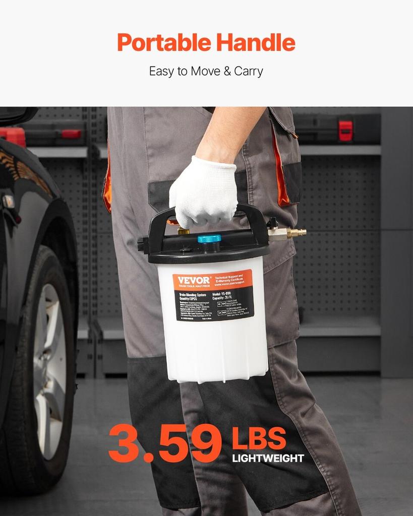 3L Brake Fluid Extractor Brake Bleeder Kit with 13 Hose Connectors