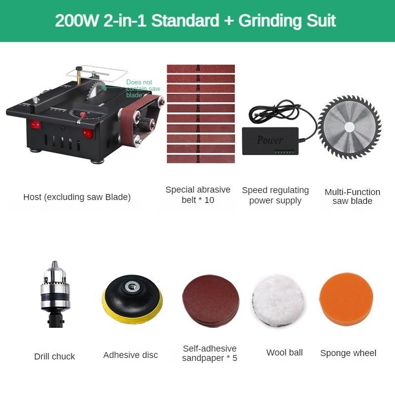 2 в 1 200 Вт Маленький Портативный Ленточный Шлифовальный Станок Профессиональный Инструмент для Заточки Бытовая Настольная Пила для Резки