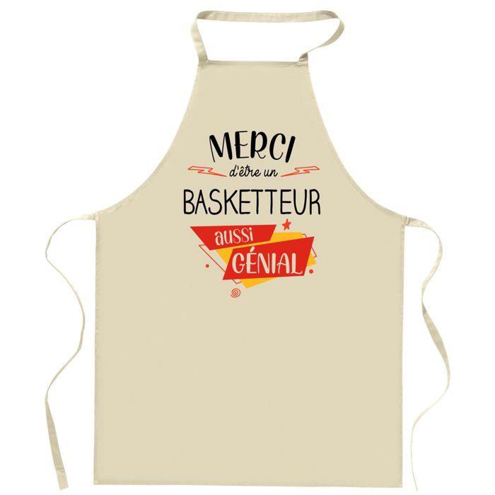 Tablier de cuisine - Planetee - Motif Basketteur Merci Génial - Coton résistant - Impression française