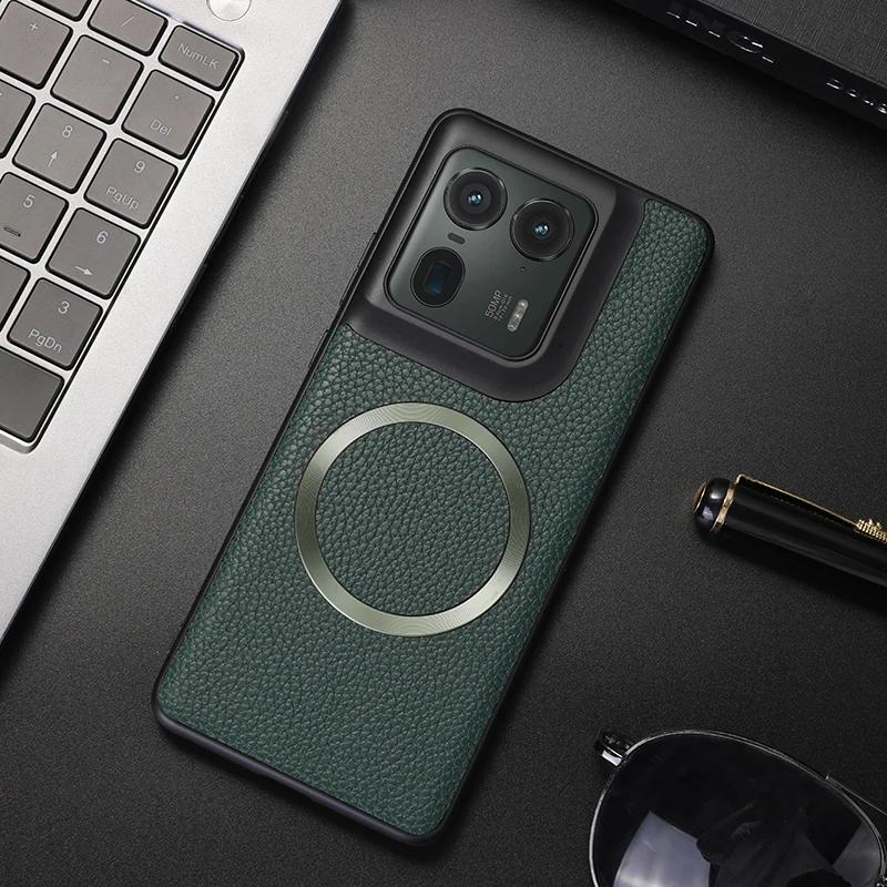 Роскошный магнитный чехол из искусственной кожи для Motorola Edge 50 Pro Fusion X50 Ultra Edge 40 Neo 5g, чехол Magsafe с цветной силиконовой рамкой и полной защитой