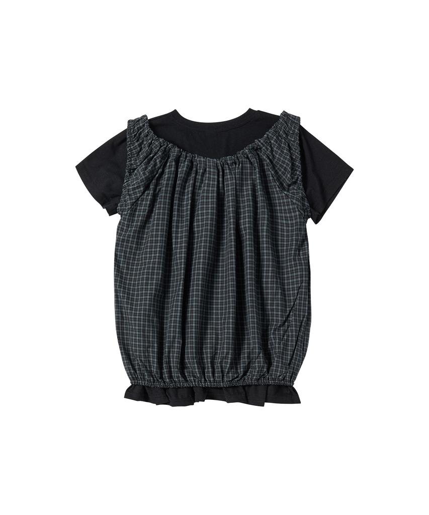 COMONINOZ W Check Blouse Set [Black]