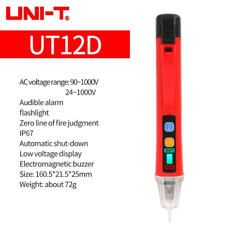 UNI-T Non-contact AC Voltage Detector Volt Pen IP67 Indicator LED Flashlight Socket Wall Volt Test Pencil 24V-1000V UT12E UT12M