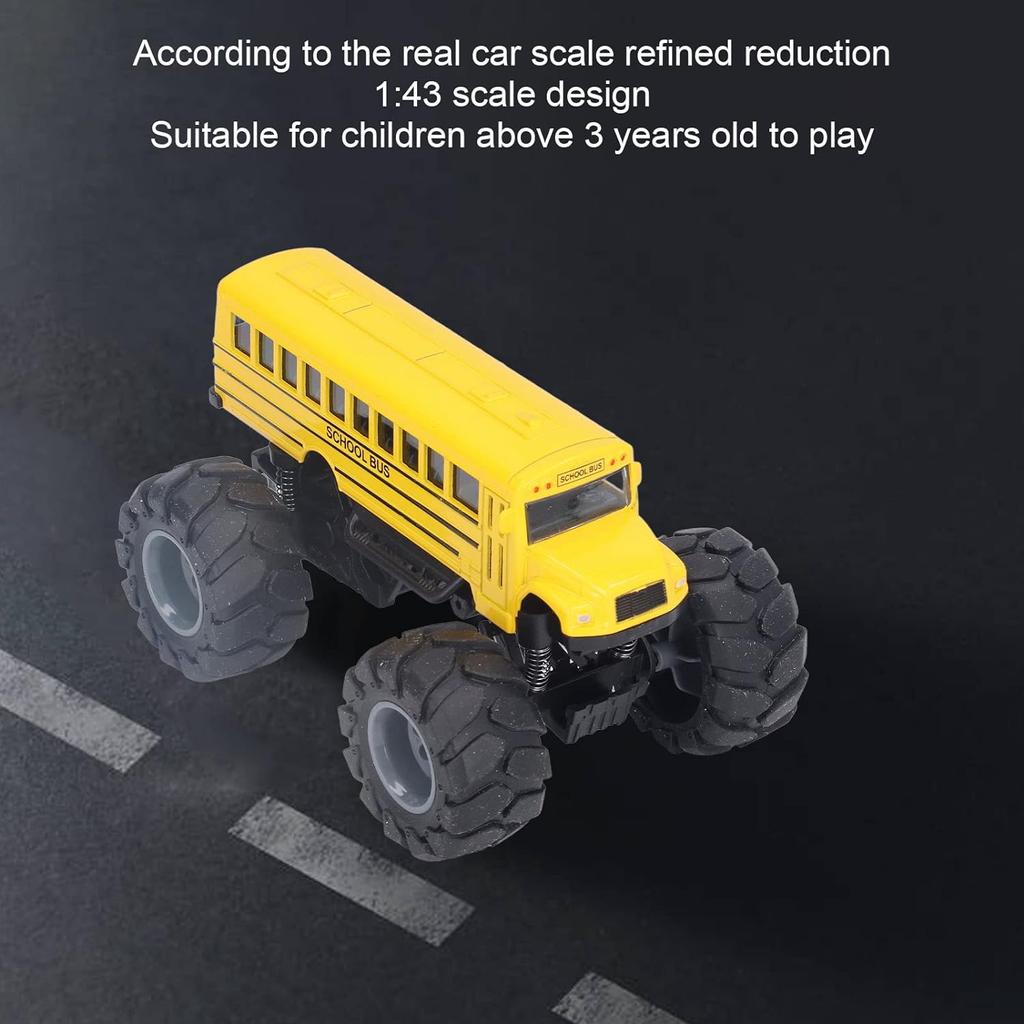 1/43 School Bus Monster Trucks Die Cast Toys Cars Models Metal Pull Back Play Vehicles for Kids Age 3 4 5 6 Year Old Boys Girls Toddlers Children