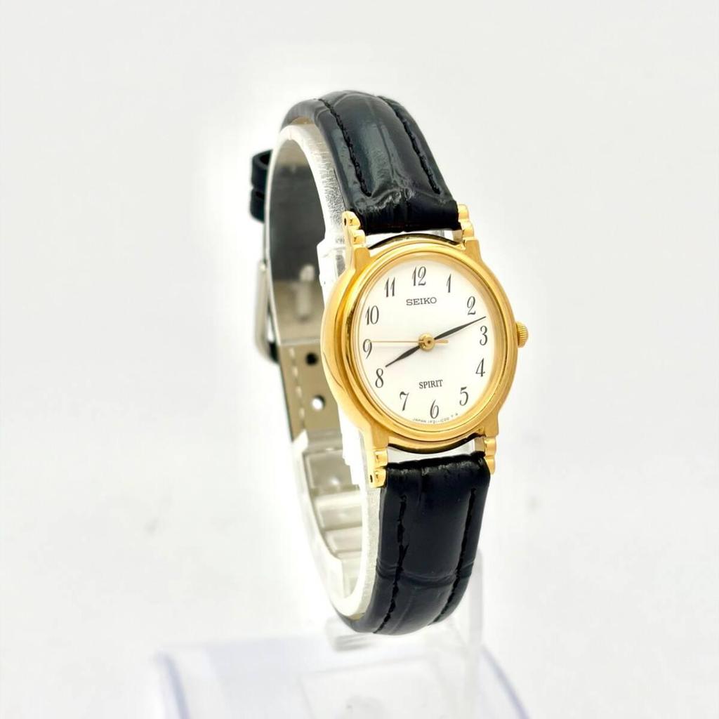 Б/У [Хорошее состояние/Новый аккумулятор] Женские часы SEIKO SPIRIT Золотые Овальные 1F21-5B50 440278 Новый ремешок