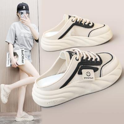 Rdc07 новые полутапочки, летние сетчатые туфли с полой сеткой, дышащие повседневные кроссовки на платформе, увеличивающие рост, тапочки