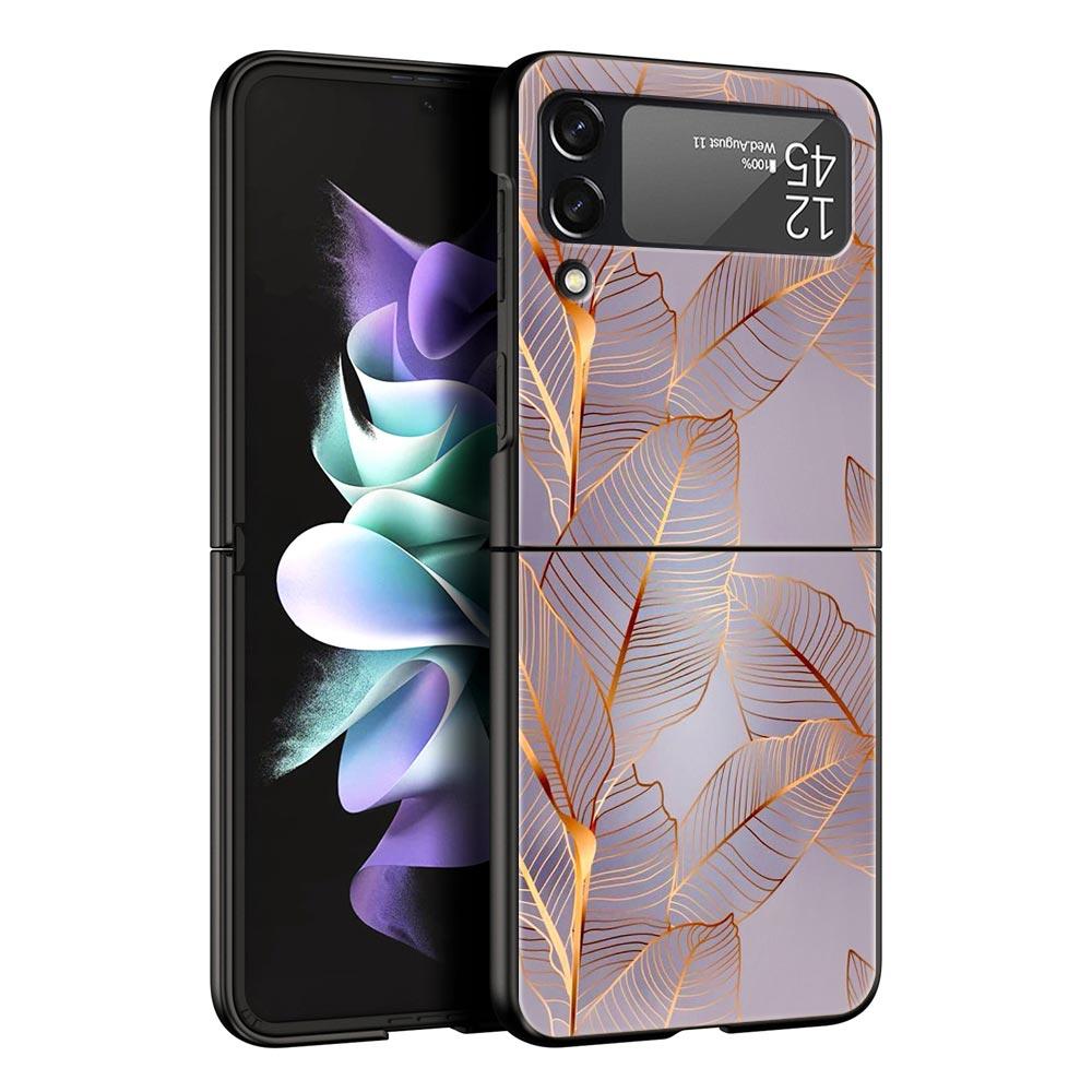 Чехол для телефона Samsung Galaxy Z Flip 3 4 5 6 Складной Черный Корпус Красивый Розовое золото Арт Для Samsung Z Flip4 Flip5 ПК Жесткая Крышка