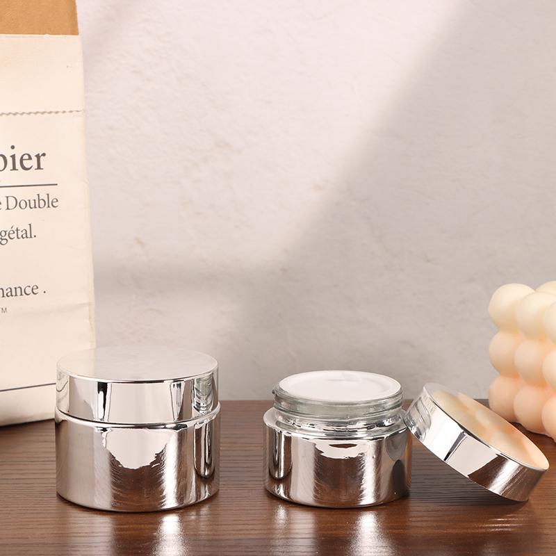 Косметическая баночка 5-50 г для крема для лица, стеклянная бутылочка, серебряная баночка для крема, косметический контейнер, пустая баночка для клея для ногтей, дорожный контейнер для макияжа