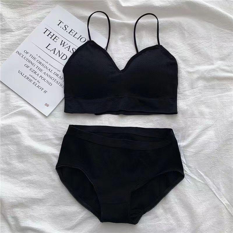 2024 Беспроводной пуш-ап бюстье и трусики - Женское сексуальное спортивное нижнее белье с запахом на груди