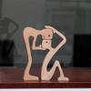 Family Puppy Wood Dog Craft Figurine Desktop Table Ornament Carving Model Home Office Decoration Pet Sculpture Christmas Gift