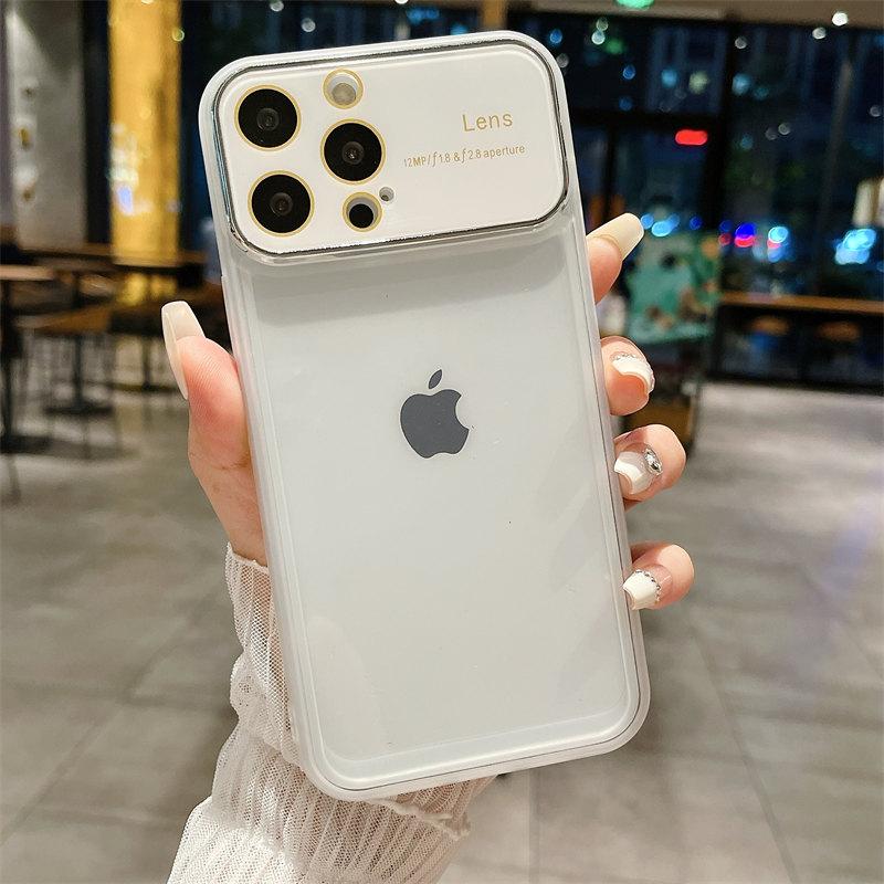 Роскошный чехол для телефона из ТПУ с большим окном и линзами для iPhone 14 13 12 11 Pro Max, универсальный защитный чехол от падения