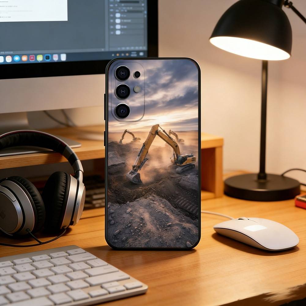 Classic excavator Phone Case For Samsung S25,S24,S21,S22,S23,S30,Ultra,S20,Plus,Fe,Soft Silicone Black Cover