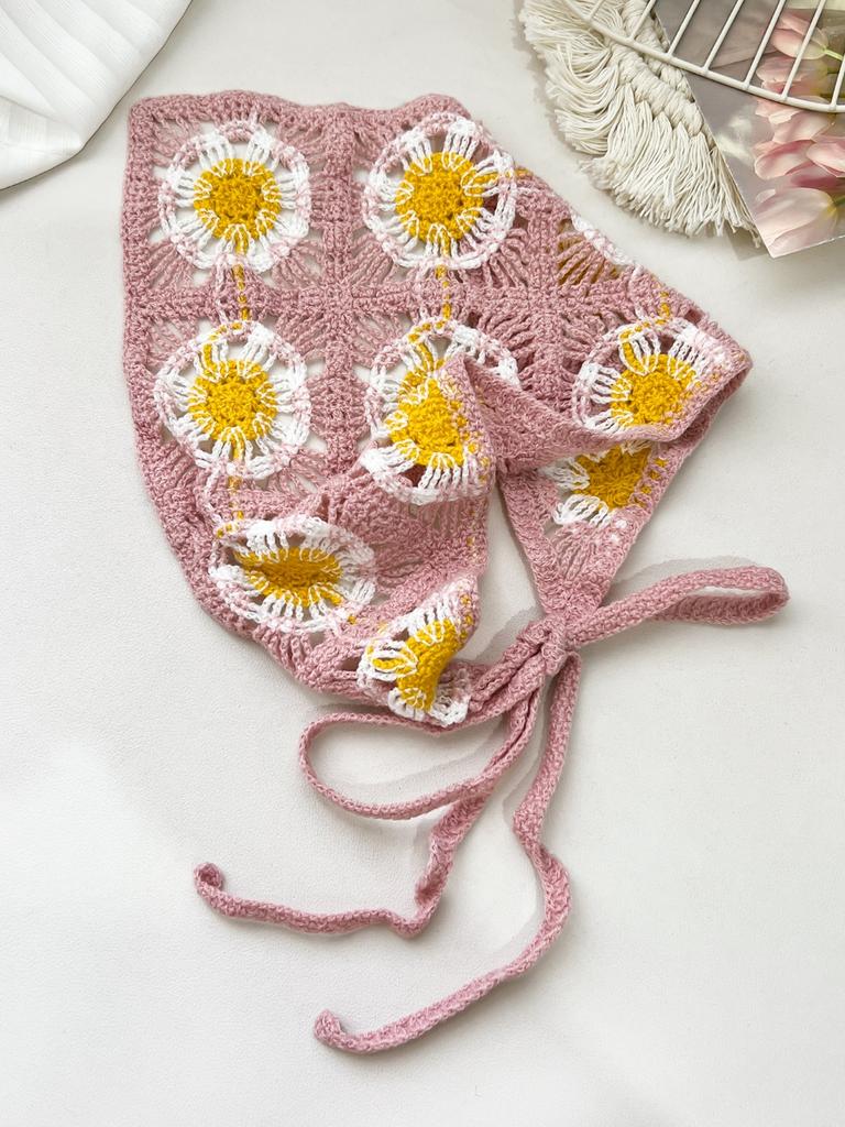 1 шт. французский цветочный деревенский треугольный вязаный крючком ободок, женский платок на голову вязаный цветочный аксессуары для волос для укладки волос декор