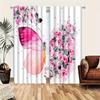 2 Panels Flower Butterfly Printed Curtain Decorative Window Drape Window Treatments For Bedroom Living Room Home Decoration