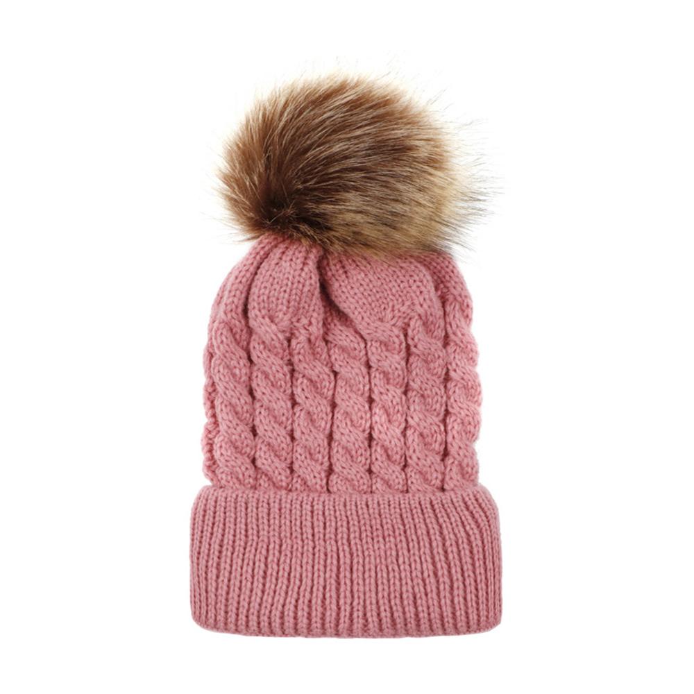 Winter Warm Women Knitted Crochet Wool Hat Hair Ball Earmuffs Caps Infant Toddler Kid Cute Hairball Beanie Cap