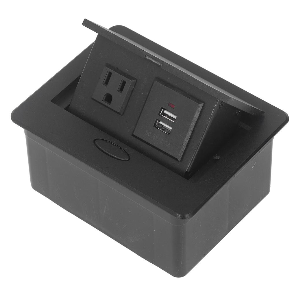 Embedded Desktop Socket with 3 Holes  Outlet Dual USB Ports Power Strip Receptacle AC110V 16A