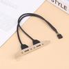 1Pc 30CM Black 2-Port USB 2.0 Motherboard Rear Panel Expansion Bracket To IDC 9 Pin Cable Host Adapter For Computer Hardware