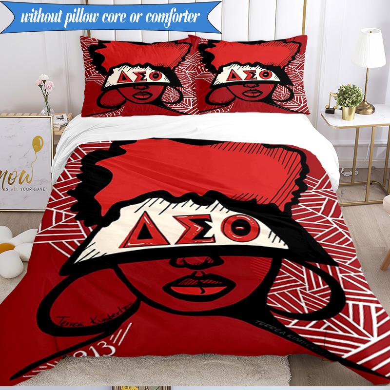 3PCS Delta Sigma Theta Bedding Set 2D Printing (Includes 1 Duvet Cover + 2 Pillowcases Coreless), Bedroom decor,Fan gift