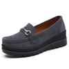 Women Genuine Leather Plush Loafers Elegant Platform Shoes Slip-on Mother Casual Shoes Fashion Rocker Shoes