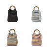 Hollow Out Rainbow Woven Handbag Bohemian Style Underarm Bag Simple Summer Bucket Bag  Holiday