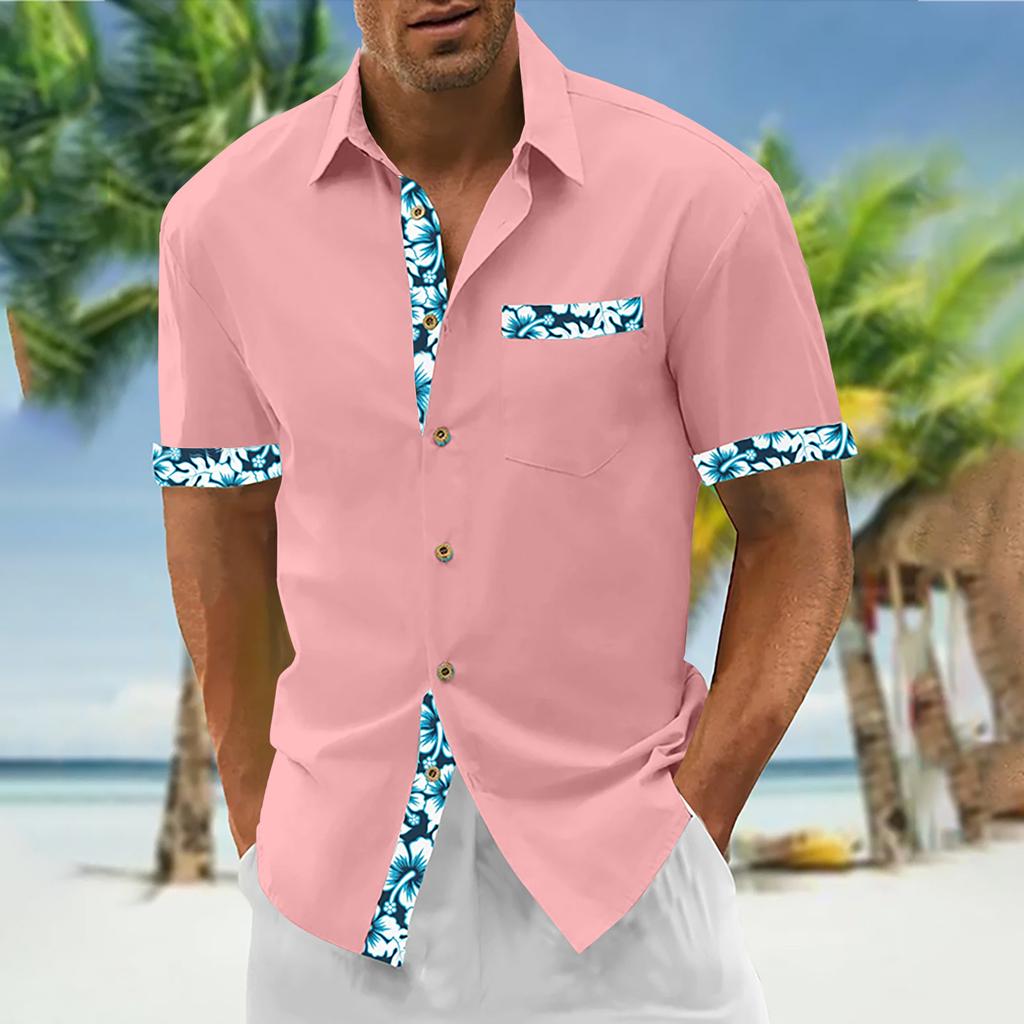 Гавайская рубашка для мужчин, мужские винтажные рубашки для боулинга на пуговицах, летняя пляжная рубашка с коротким рукавом